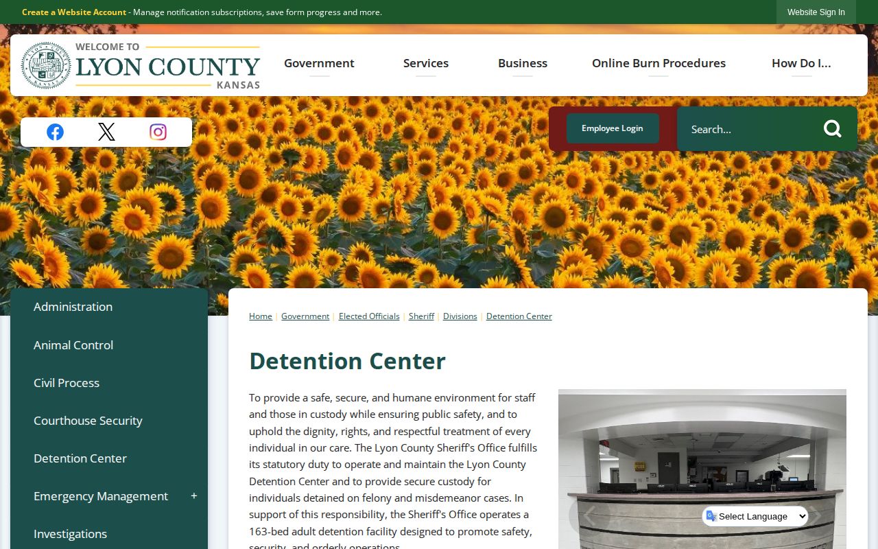 Lyon County Detention Center release records and contact