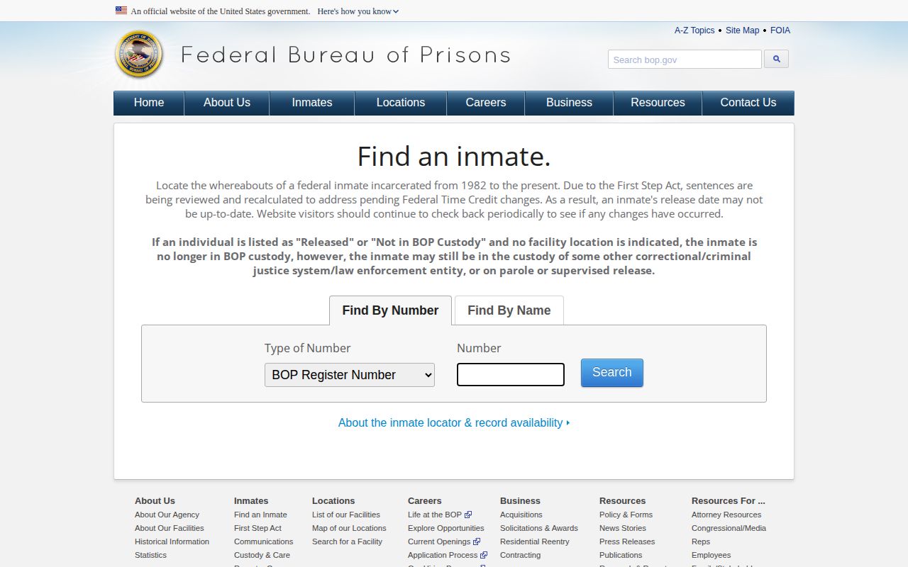 BOP locator for federal Lyon County release records