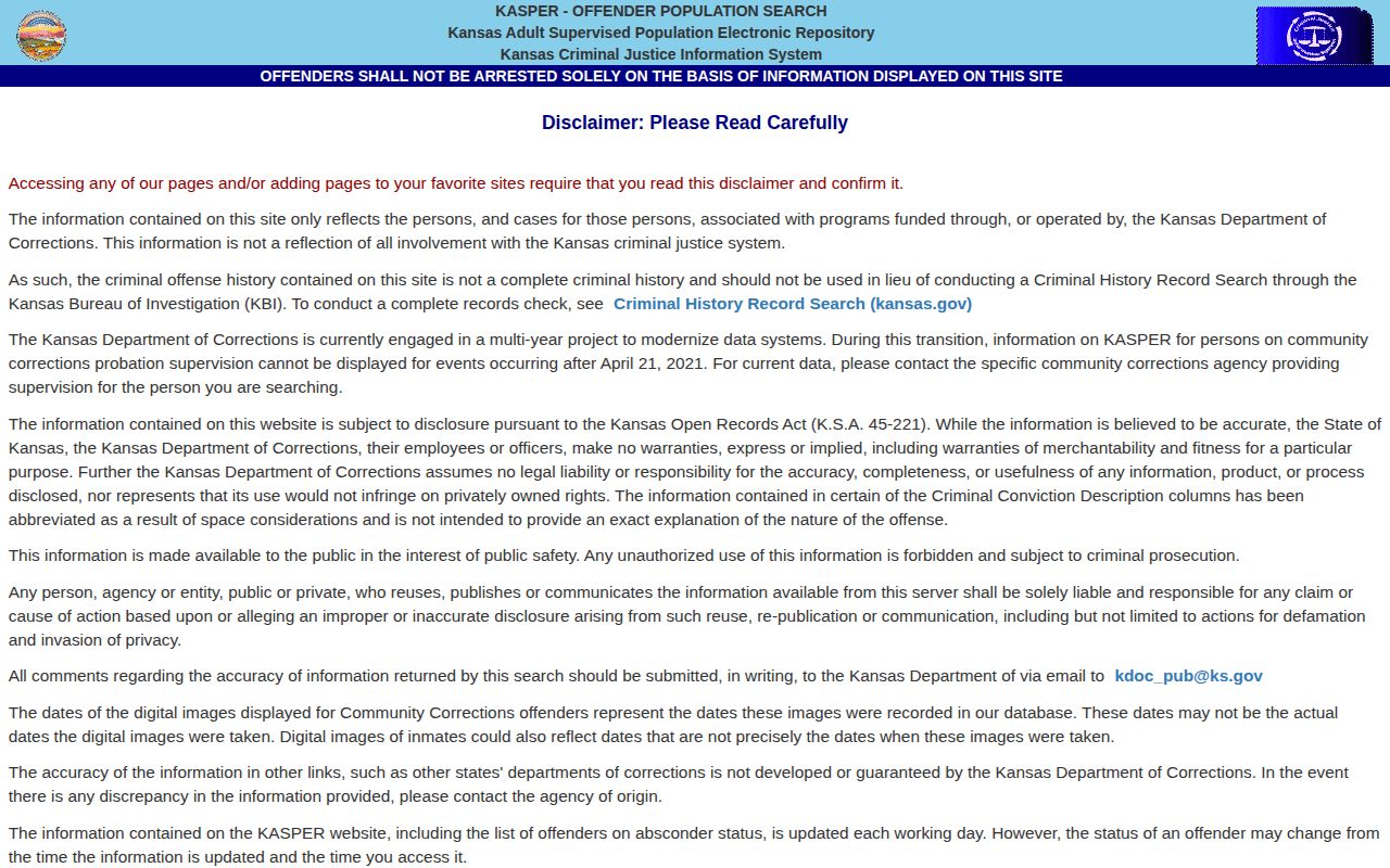 KASPER Lyon County released inmate offender search