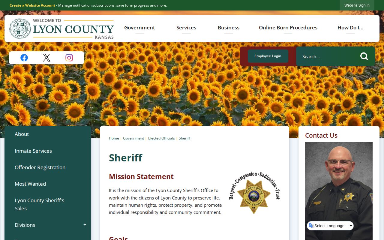 Lyon County release records sheriff contact page